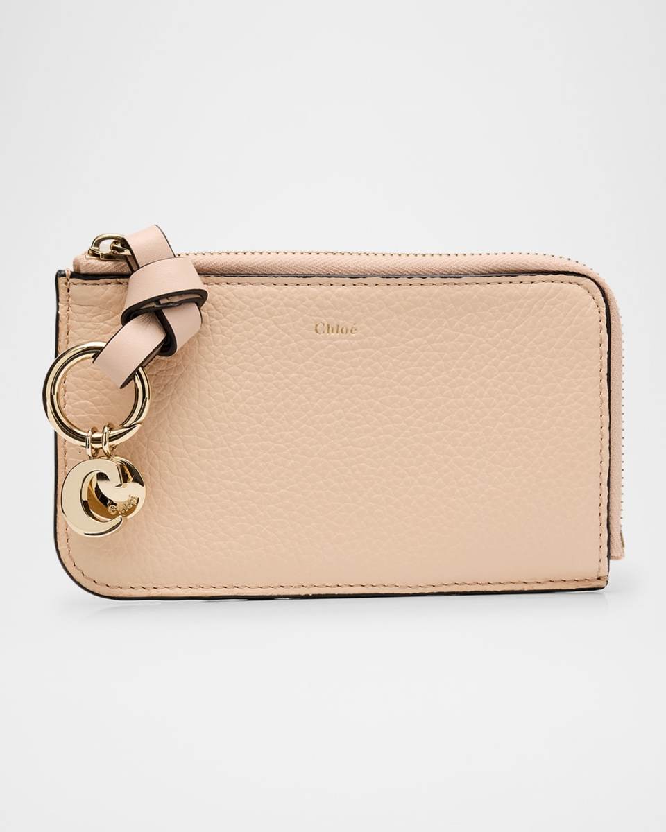 Alphabet Zip Leather Card Case